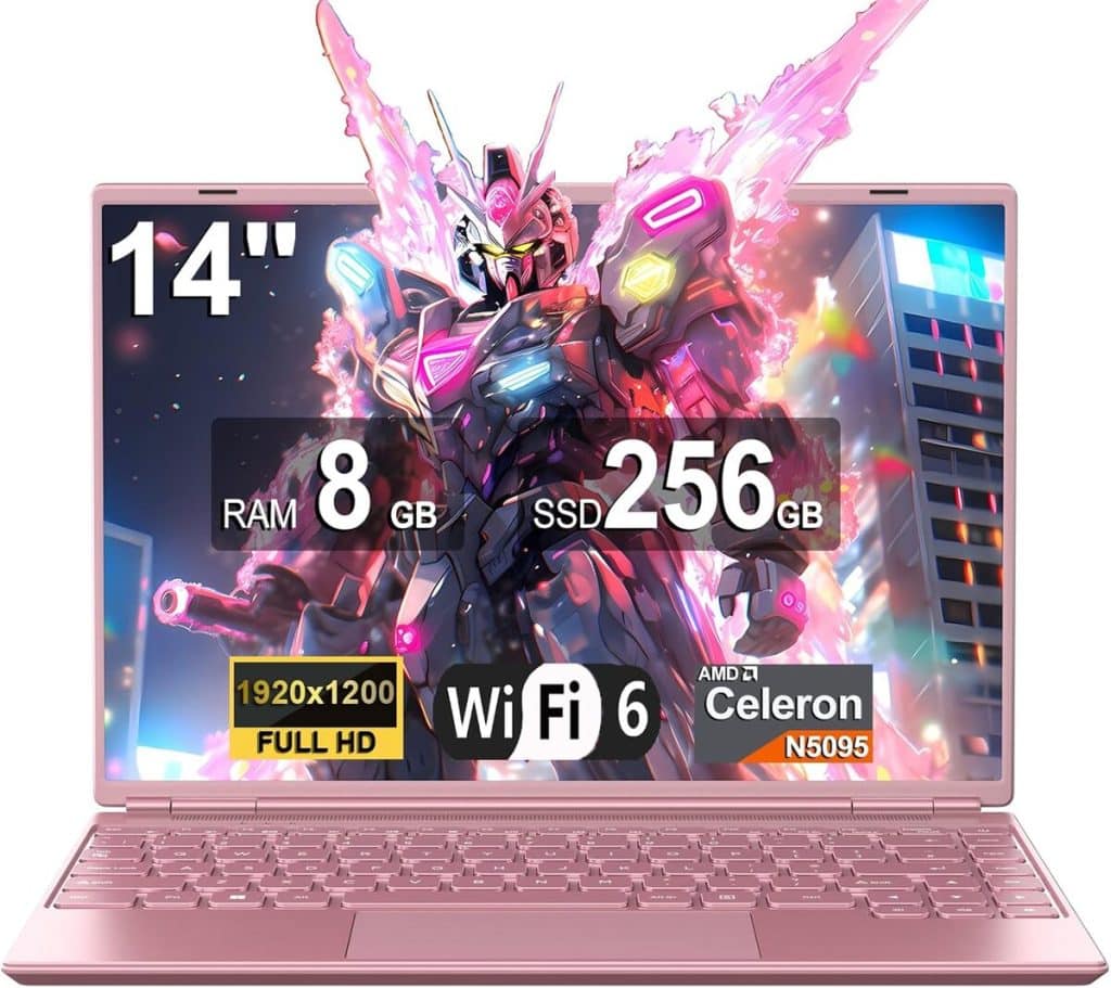 Test : l'ordinateur portable 14 pouces Celeron N5095 en rose, performance et design