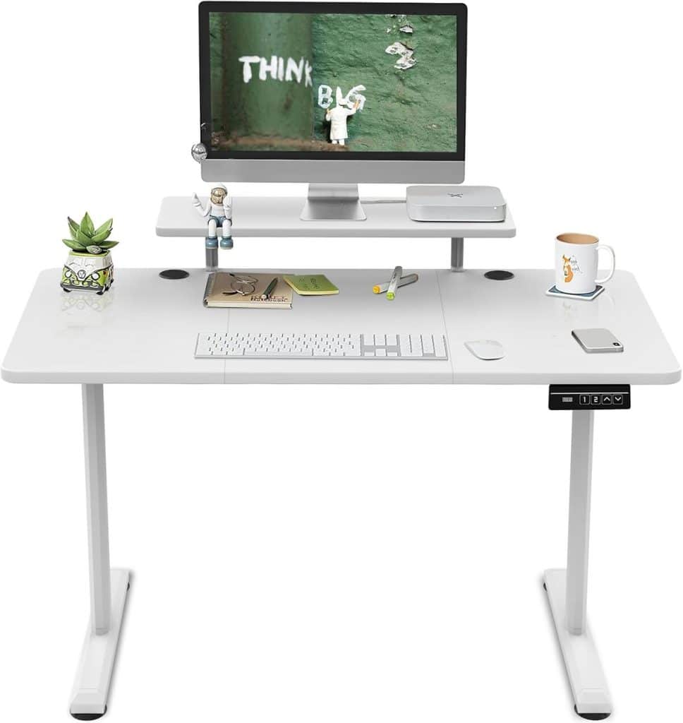 Test du bureau assis-debout électrique Triumphkey 120×60 cm blanc