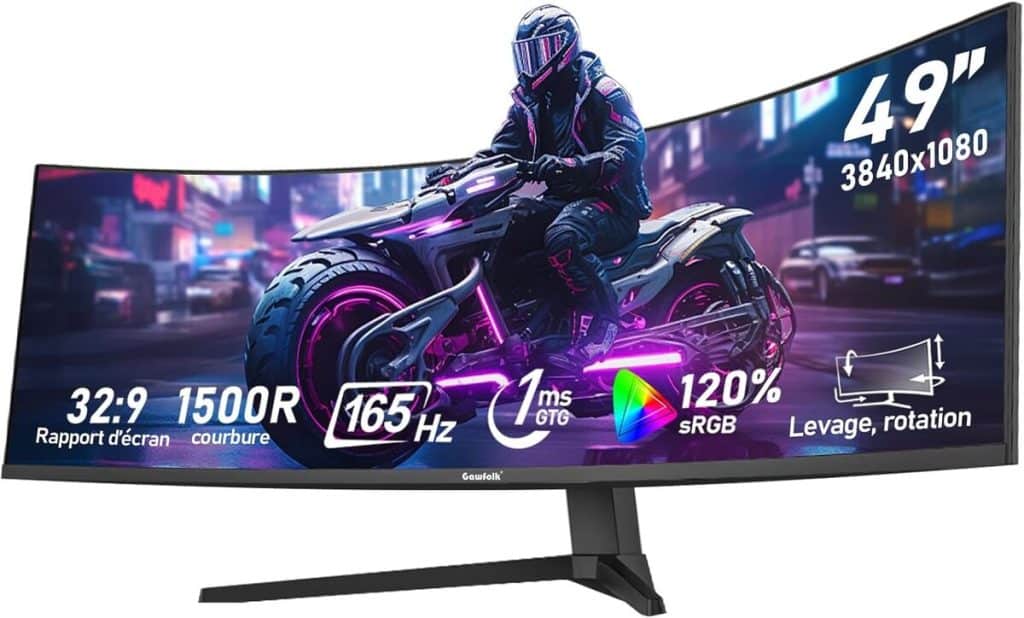 Test du moniteur Gawfolk 49 pouces incurvé 1500R : immersion assurée