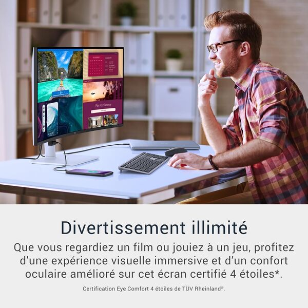 Dell 34 Plus USB-C Écran PC - S3425DW, WQHD (3440x1440), 21:9 Incurvé, 120Hz, VA, 1ms, AMD FreeSync Premium, HDR10, Réglage en Hauteur, Haut-parleurs intégrés, 2 USB-C, 2 HDMI, 2 USB, Garantie 3 Ans