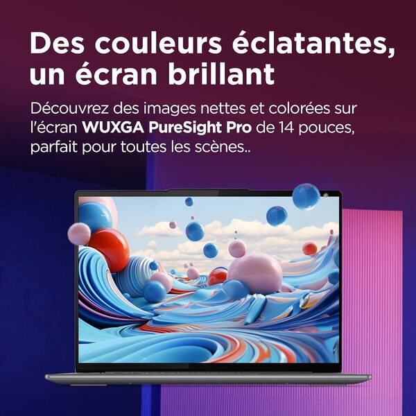 Lenovo Yoga Slim 7 14IMH9 - Ordinateur Portable 14'' OLED (Intel Core Ultra 7 155H, RAM 32Go, SSD 1To, Intel Arc Graphics,Windows 11 Home) Clavier rétroéclairé AZERTY FR - Lunaire Gris