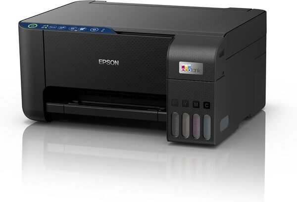 Epson Imprimante EcoTank ET-2811 avec réservoirs d'encre, Multifonction 3-en-1: Imprimante / Scanner / Copieur, A4, Jet d'encre couleur, Wifi Direct, Faible coût par page, Kit d'encre inclus, Compact