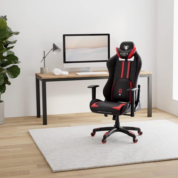Diablo X-Ray Gaming Chaise Fauteuil Gamer Accoudoirs 4D Design Ergonomique Skaï Perforation Fonction d'inclinaison Capacité de Charge 150 kg Noir-Rouge, Normal (L)