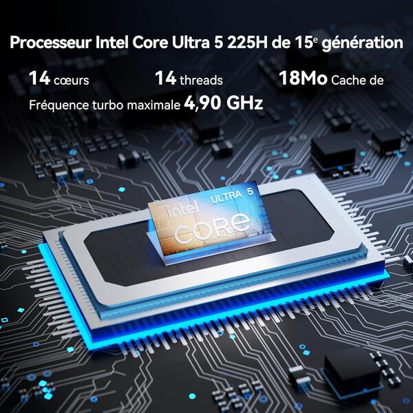 GEEKOM IT15 Mini PC avec Le Plus Puissant Intel Ultra 5 225H(15. Gen.), 32 Go DDR5 & 1 to SSD, Windows 11 Pro | 99 Tops | Wi-FI 7 | Mini Ordinateur Compact (0,46L) adapté à Tous Les scénarios d’Usage
