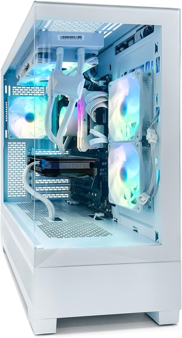 INFOMAX | PC Gamer, Ordinateur de Bureau, PC Gaming Blanc - Processeur Intel Core i9 • NVIDIA RTX 5070 Ti 16 GO • RAM DDR4 16 GO RGB • SSD 1 to • WiFi • Boîtier ARGB • Watercooling • FREEOS