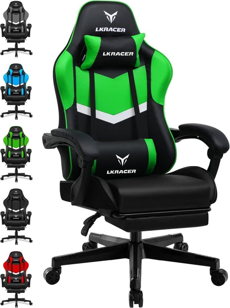 Test de la chaise gaming Luckracer ergonomique avec repose-pieds