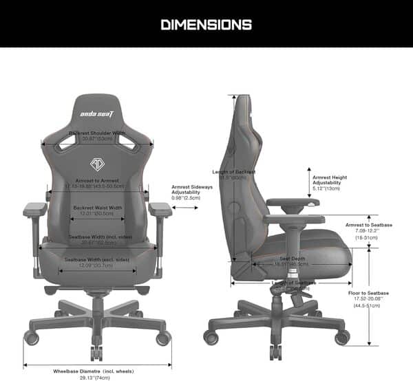 Anda Seat Kaiser 3 Grande Chaise Gaming en Cuir Noir – Fauteuil Gaming Adulte, Accoudoirs Réglables 4D, Grande Coussins pour la Tête et Les Lombaires – Chaise Gaming Ergonomique pour La Bureau