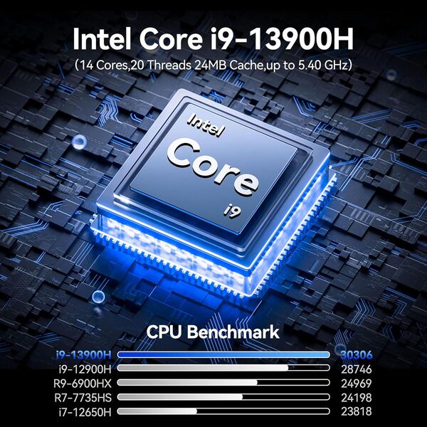 GEEKOM Mini PC XT13 Pro, NUC13 i9-13900H (14 cœurs, 20 Threads, jusqu'à 5,4 GHz), 32 Go DDR4 et 2 TB M.2 SSD Mini PC Gamer Windows 11 Pro, 8K | UHD | USB4 | Wi-FI 6E