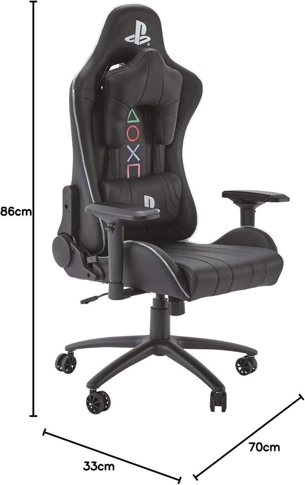 X Rocker Amarok Playstation Chaise de Bureau Ergonomique avec accoudoirs 3D et éclairage LED, Rotation et Hauteur réglable jusqu'à 120 kg, 86 x 70 x 33 cm