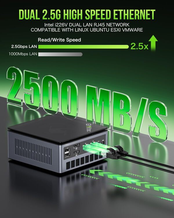 GMKtec Mini PC Gaming, M7 AMD Ryzen 7 Pro 6850H (8C/16T 4.70Ghz) Double NIC LAN 2.5G Ordinateur de Bureau, 16 DDR5 RAM + 512 Go Disque Dur PCle SSD, Double USB4, HDMI 2.1, USB-C, Micro Ordinateur