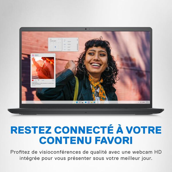 Dell Inspiron 15 (3530) Ordinateur Portable 15,6’’ Écran FHD 120 Hz, Intel Core i7-1355U, 16 Go RAM, 512 Go SSD, Intel Iris XE Graphics, Windows 11 Home, Clavier AZERTY - Noir Carbone