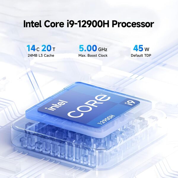 Reatan S8 Mini PC 12ème avec Intel i9-12900H (14C/20T Max 5,0 GHz) 32 Go DDR5 1 to PCIe 4.0 Mini Ordinateurs SSD HDMI DP USB Wi-Fi6 BT5.2 Double 2,5G LAN