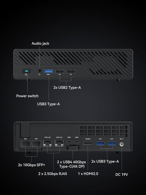 MINIS FORUM MS-01 Mini Workstation Intel Core i9-12900H,32Go DDR5 1TB SSD Mini PC,2X 10Gbps SFP+/2X 2.5G RJ45/2x USB4/HDIM/1x PCIe4.0x16 Slot/ 3X M.2 2280/22110/U.2 SSD,vPro Enterprise