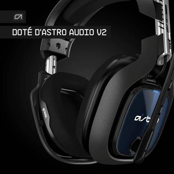 ASTRO Gaming A40 TR Casque Gamer, 4ème génération, ASTRO Audio V2, Dolby ATMOS, 3,5mm Audio Jack, Micro Détachable, pour PS5, PS4, Nintendo Switch, PC - Noir/Bleu [Classe énergétique A]