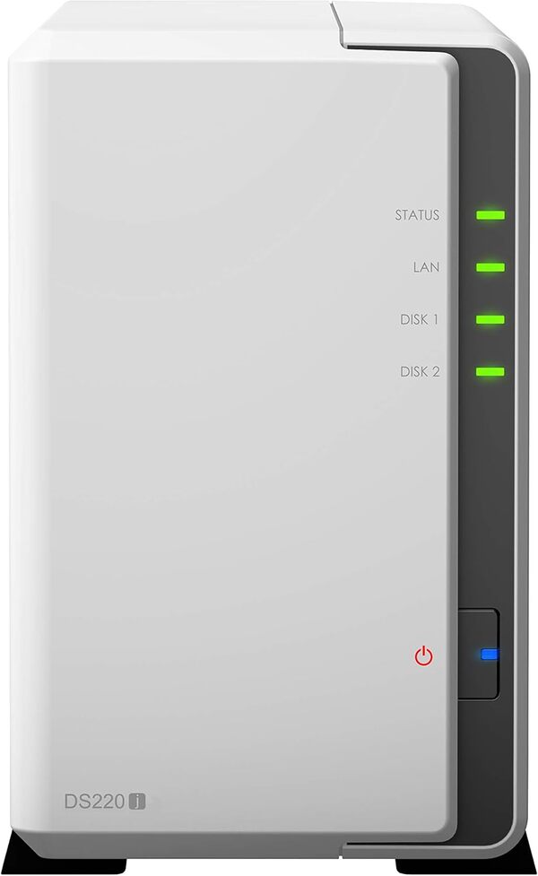 Synology DS220j 2 Bay Desktop NAS Enclosure, Blanc
