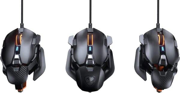 COUGAR GAMING | SOURIS GAMING | DUALBLADER 16000 DPI NOIR - Ergonomie ambidextre personnalisable - Repose-poignets - Capteur optique 16 000 DPI - Câble ultraflex