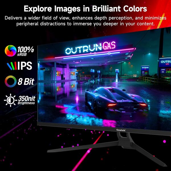 Gawfolk Moniteur UltraWide 34 Pouces IPS, écran PC Gaming 120 Hz DFHD (2560 × 1080 P), écran d'ordinateur sans Cadre 21:9 avec FreeSync, HDMI, DisplayPort, VESA 75 × 75 mm, Noir