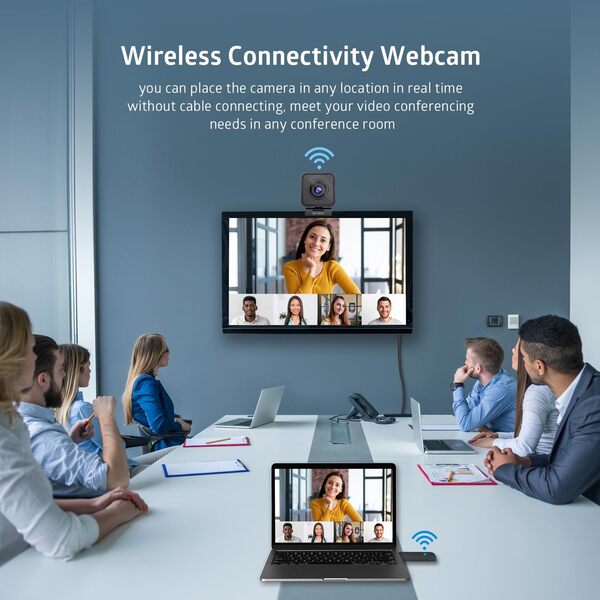 TOALLIN Webcam sans Fil pour PC, 1080P HD Webcam Wireless, Caméra d'ordinateur à connectivité sans Fil pour Vidéoconférence/Diffusion en Direct/appels vidéo en Ligne