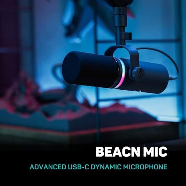 BEACN Microphone USB Dynamique Foncé pour PC | Micro Professionnel pour Podcast, Jeu, Streaming | Qualité Studio pour YouTube, Twitch