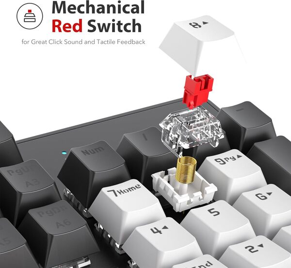 Clavier de jeu RVB, 104 touches, clavier mécanique filaire, taille complète, clavier crémeux avec pavé numérique, commutateur rouge linéaire NKRO pour ordinateur portable Windows