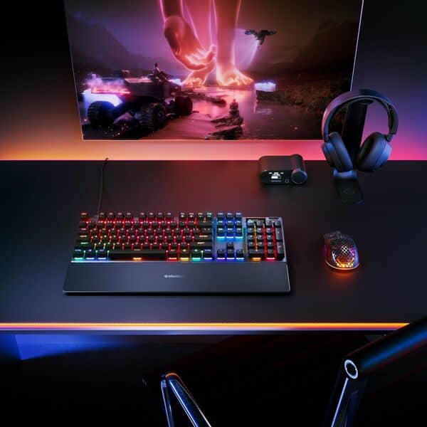 SteelSeries Apex Pro Gen 3 - Clavier Gamer HyperMagnetic - Switches OmniPoint 3.0 - Actionnement Ajustable - Toucher Rapide/SOCD - OLED - RGB - Capuchons PBT - USB-C - FR Layout AZERTY