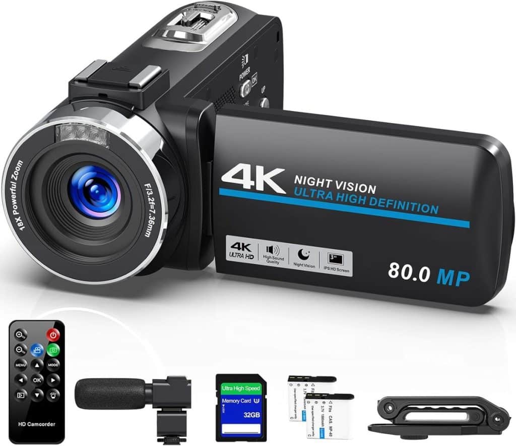Test : caméscope 4K 80MP pour vlogging avec zoom et vision nocturne