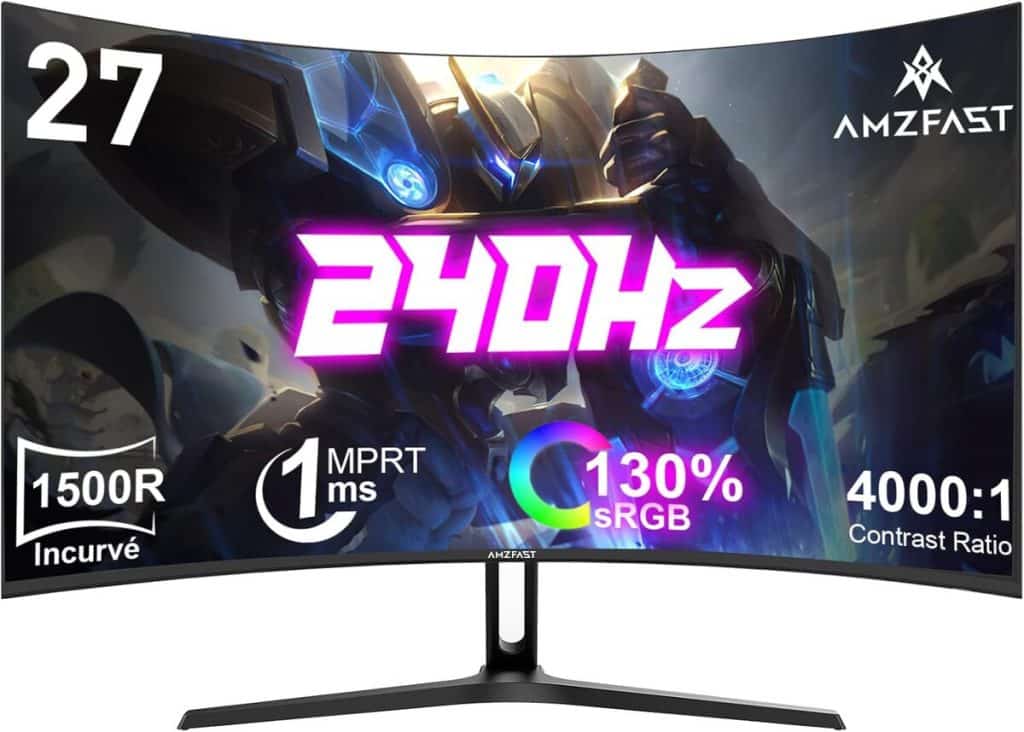 Test : écran gamer incurvé Amzfast 27" 240Hz