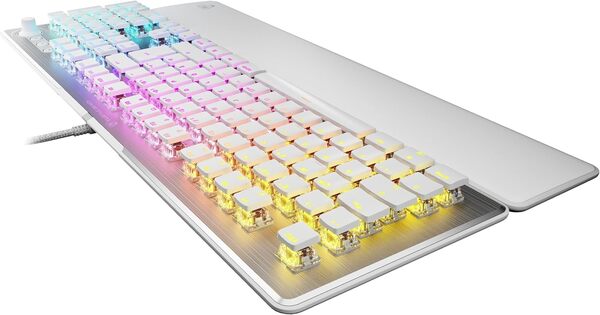 Turtle Beach Vulcan II - Clavier de Jeu mécanique pour PC - Interrupteur Titan II - Touches RVB Lumineuses Personnalisables - Repose-Poignet Amovible - Plaque en Aluminium - Blanc