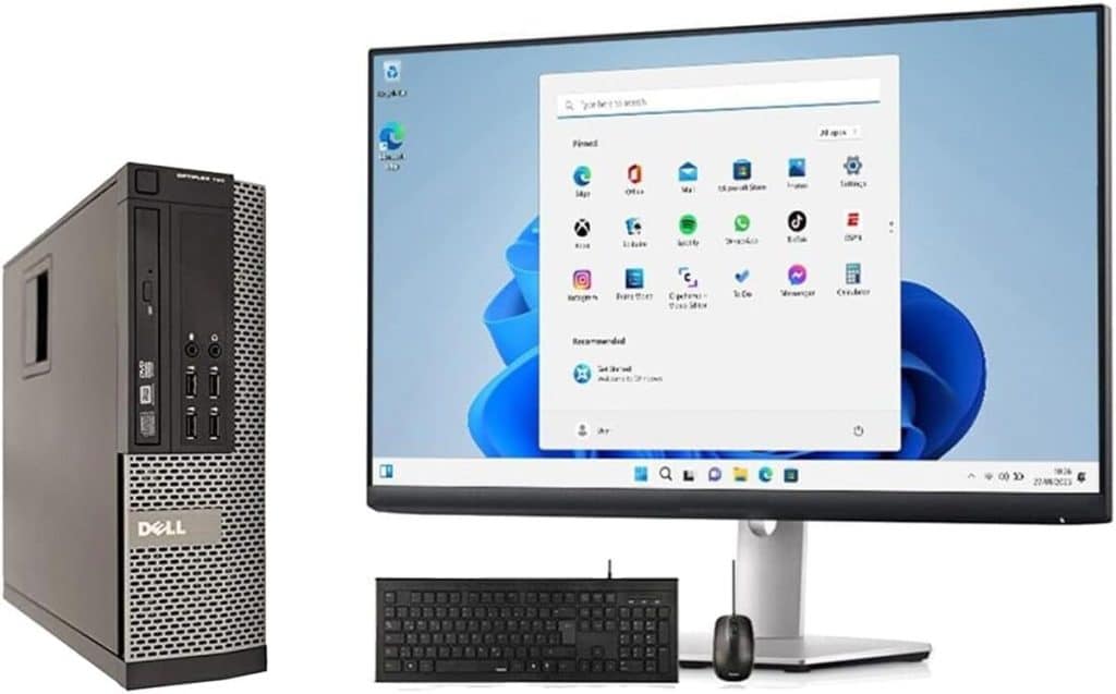 Test : dell optiplex core i5 avec écran 22" et windows 11