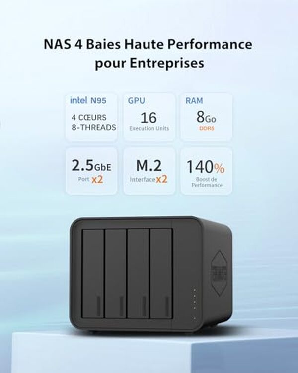 Découvrez notre analyse détaillée du NAS Terramaster F4-424. Performances exceptionnelles, gestion simple et capacité accrue avec 4 baies. Optimisez votre stockage grâce à ce guide complet.