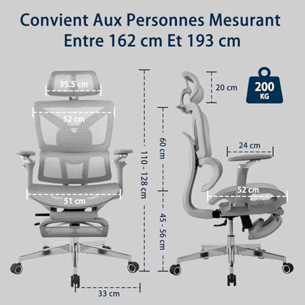 Découvrez notre test complet de la chaise de bureau Rieior ergonomique avec repose-pieds et accoudoirs 5D : avis, avantages et inconvénients.