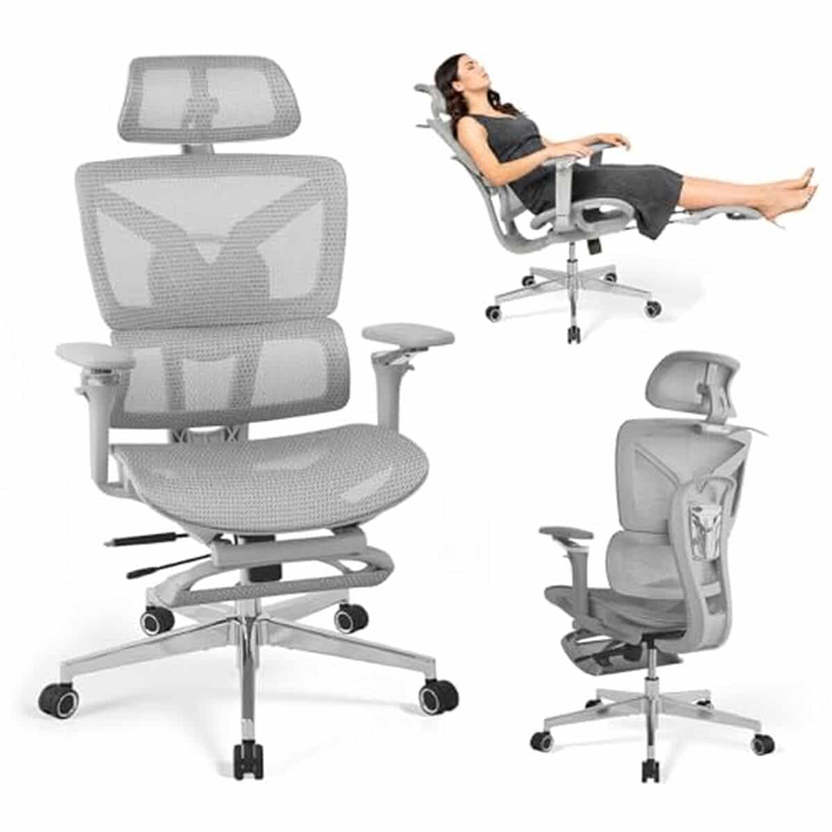 Test : chaise de bureau Rieior ergonomique avec repose-pieds et accoudoirs 5D