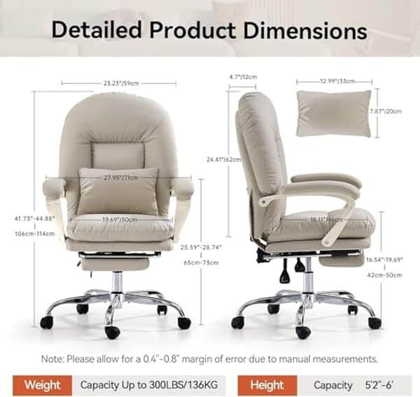 Découvrez notre avis complet sur le fauteuil de bureau ergonomique Emiah avec repose-pieds en cuir beige : confort, design et performance testés pour vous. 