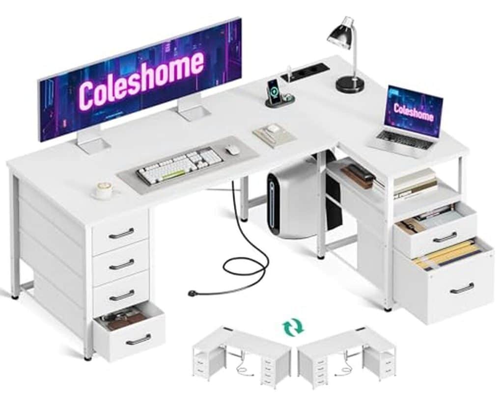 Test du bureau d'angle Coleshome 140x80cm avec ports USB