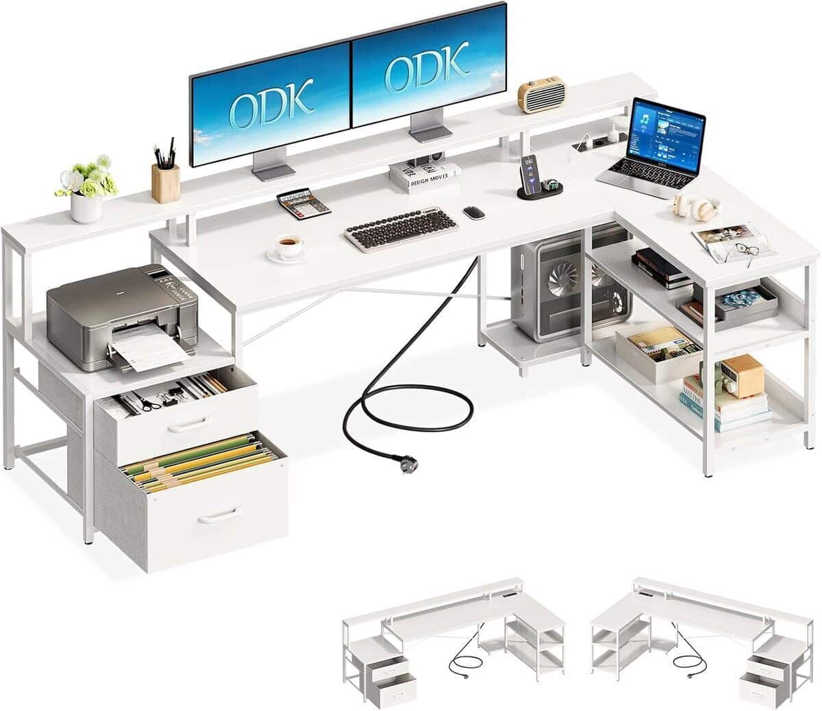Test du bureau d'angle ODK avec rangement et prises USB