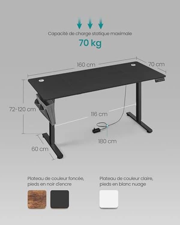 Découvrez notre test du bureau électrique Songmics Lsd136b01 : polyvalence, stabilité et design. Avis complet sur ce bureau assis-debout haute performance. 