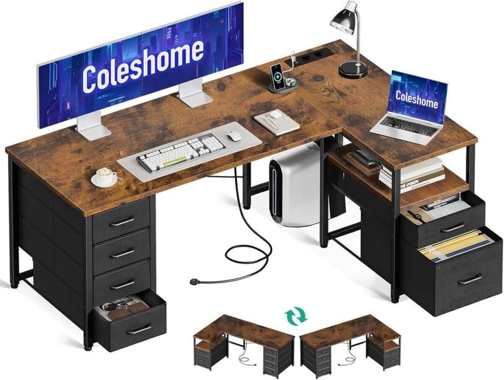 Test : bureau d'angle Coleshome avec tiroirs et ports USB
