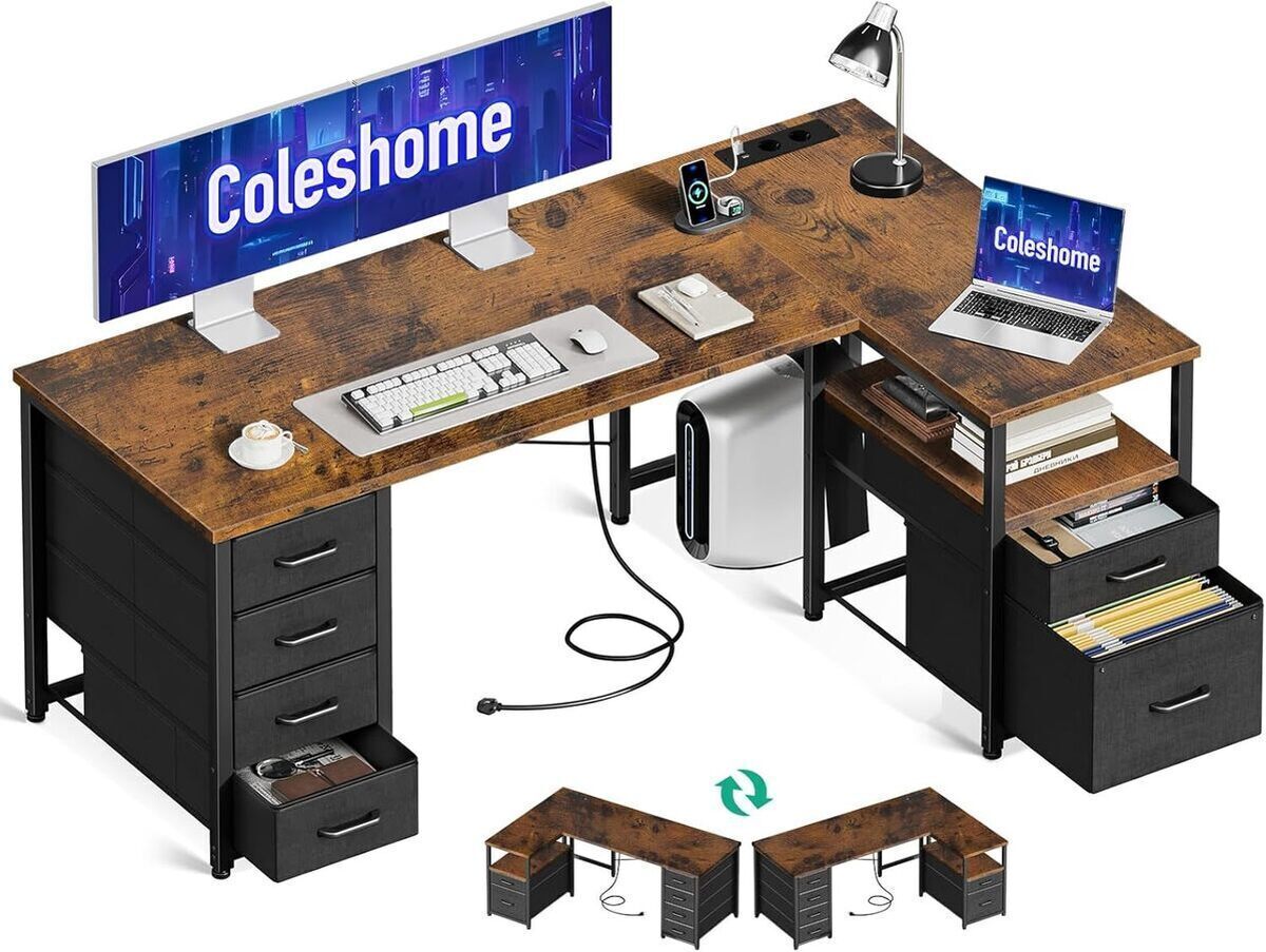 Test : bureau d'angle Coleshome avec tiroirs et ports USB