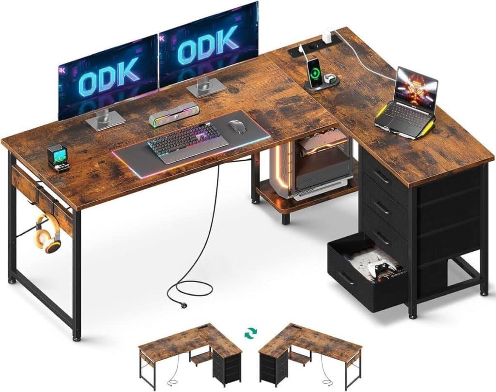 Test : bureau d'angle ODK avec rangement et prises USB