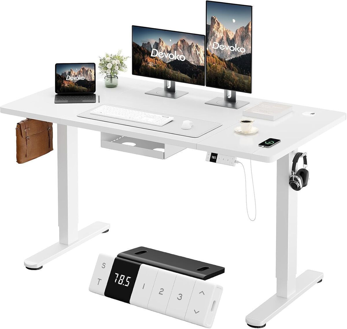 Test du bureau électrique Devoko 160x80cm blanc : idéal pour le télétravail