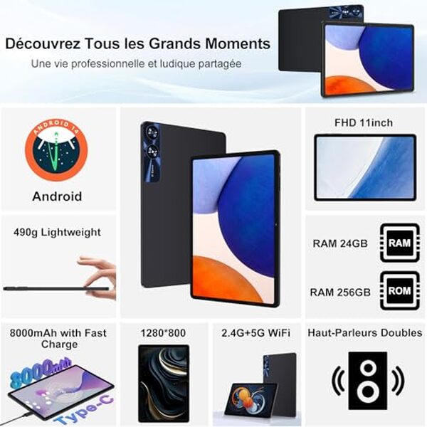 Découvrez notre test détaillé de la tablette Android 11 pouces avec 24 Go de RAM et 256 Go de ROM. Performances, autonomie et verdict complet. 