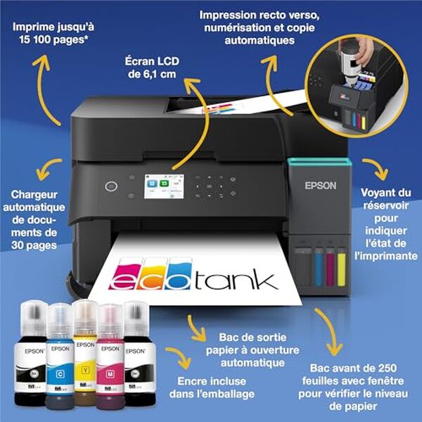 Découvrez notre test détaillé de l'imprimante Epson EcoTank ET-3950 : performances, autonomie d'impression et consommation d'encre analysées pour vous aider à choisir. 