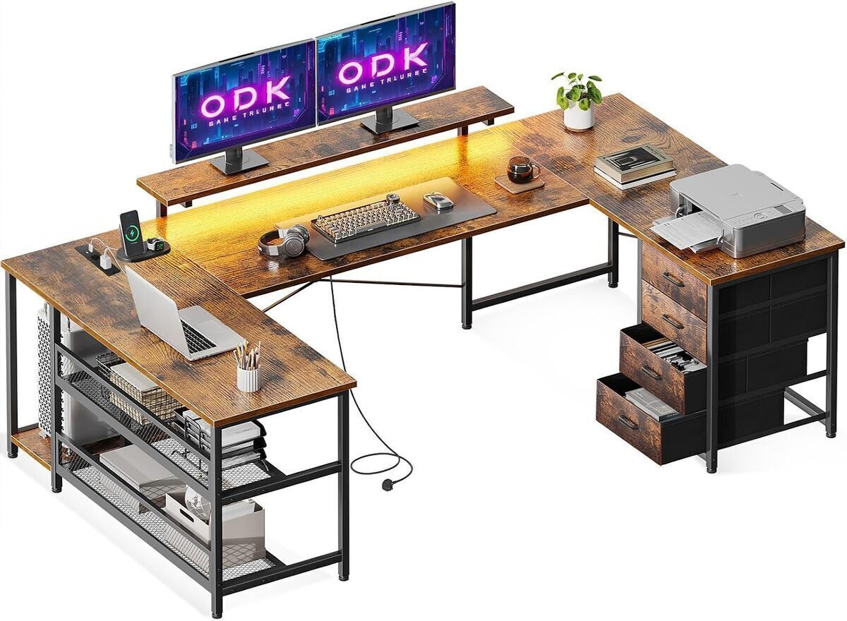Test du bureau d'angle réversible ODK avec LED et multiprise